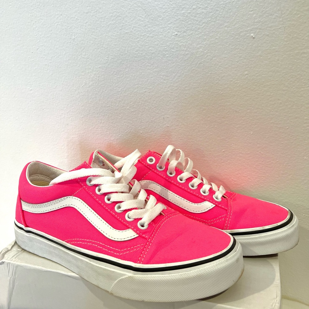 Vans Shoes | Vans Old Skool Bright Pink Canvas Sneakers Women 8